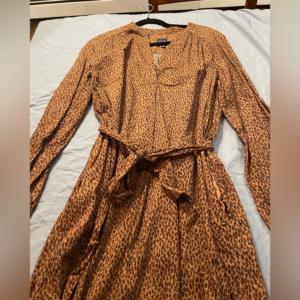 Gap Leopard print cotton shirt dress - mini length- long sleeve